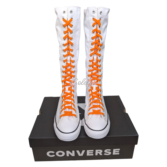 Converse CTAS XXHI Mens 10.5 White Orange Elastic Laced Knee High Sneaker Boot - Picture 1 of 10